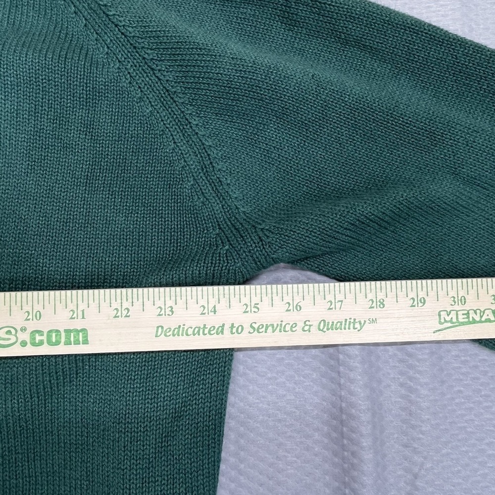 Vintage Lands' End Men's Large Green V-Neck 100% Cotton Sweater Made in USA - Picture 5 of 7